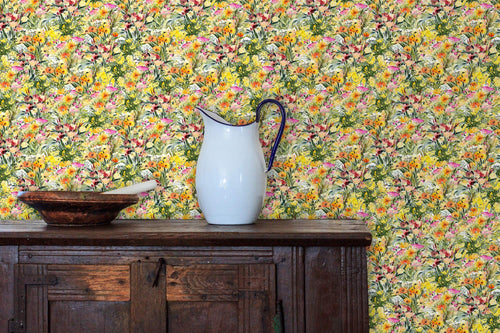 Chintz floral antique Victorian fabric peel and stick wallpaper