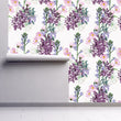 Load image into Gallery viewer, Purple lilac floral farmhouse fabric peel and stick wallpaper
