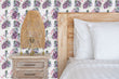 Load image into Gallery viewer, Purple lilac floral farmhouse fabric peel and stick wallpaper
