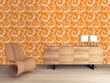 Load image into Gallery viewer, Orange retro floral fabric peel and stick wallpaper
