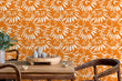 Load image into Gallery viewer, Orange retro floral fabric peel and stick wallpaper
