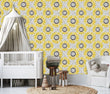 Load image into Gallery viewer, Sunflower floral yellow cottage style fabric peel and stick wallpaper
