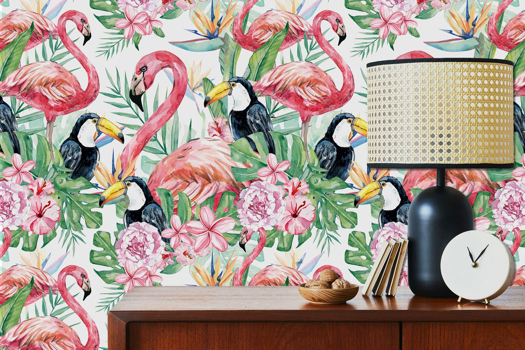 Clarendon Gardens Tropical Flamingo Peel and Stick Wallpaper