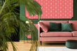 Load image into Gallery viewer, Pink vintage retro starburst fabric peel and stick wallpaper
