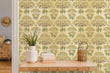 Load image into Gallery viewer, Retro floral neutral fabric peel and stick wallpaper
