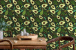 Load image into Gallery viewer, Vintage avocado green fabric peel and stick wallpaper
