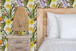 Load image into Gallery viewer, Green and yellow flower garden fabric peel and stick wallpaper
