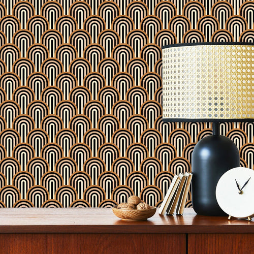 Vintage retro Mid century modern geometric peel and stick wallpaper