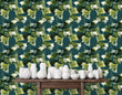 Load image into Gallery viewer, Blue and green dark floral fabric peel and stick wallpaper

