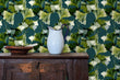 Load image into Gallery viewer, Blue and green dark floral fabric peel and stick wallpaper

