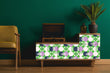 Load image into Gallery viewer, Vintage retro Mid-century modern green and blue geometric fabric peel and stick wallpaper
