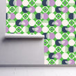 Load image into Gallery viewer, Vintage retro Mid-century modern green and blue geometric fabric peel and stick wallpaper

