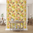 Load image into Gallery viewer, Victorian bird pink floral fabric peel and stick wallpaper
