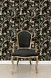 Load image into Gallery viewer, Chinoiserie dark floral botanical fabric peel and stick wallpaper
