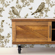 Load image into Gallery viewer, Brown Chinoiserie bird garden fabric peel and stick wallpaper
