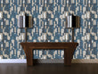 Load image into Gallery viewer, Blue and silver Art Deco fabric peel and stick wallpaper
