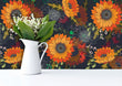 Load image into Gallery viewer, Blue and orange floral cottage fabric peel and stick wallpaper

