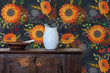 Load image into Gallery viewer, Blue and orange floral cottage fabric peel and stick wallpaper
