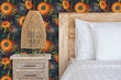 Load image into Gallery viewer, Blue and orange floral cottage fabric peel and stick wallpaper
