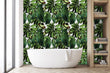 Load image into Gallery viewer, Retro palm tropical green fabric peel and stick wallpaper
