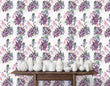 Load image into Gallery viewer, Purple lilac floral farmhouse fabric peel and stick wallpaper
