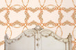 Load image into Gallery viewer, Antique Victorian pink fabric peel and stick wallpaper
