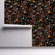 Load image into Gallery viewer, Dark floral botanical fabric peel and stick wallpaper
