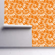Load image into Gallery viewer, Orange retro floral fabric peel and stick wallpaper
