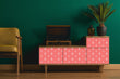 Load image into Gallery viewer, Pink vintage retro starburst fabric peel and stick wallpaper

