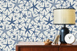 Load image into Gallery viewer, Blue starfish nautical fabric peel and stick wallpaper
