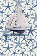 Load image into Gallery viewer, Blue starfish nautical fabric peel and stick wallpaper
