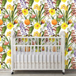 Load image into Gallery viewer, Green and yellow flower garden fabric peel and stick wallpaper
