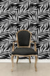 Load image into Gallery viewer, Black and white tropical palm fabric peel and stick wallpaper
