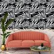 Load image into Gallery viewer, Black and white tropical palm fabric peel and stick wallpaper
