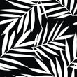 Load image into Gallery viewer, Black and white tropical palm fabric peel and stick wallpaper
