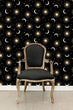 Load image into Gallery viewer, Black and mauve sun and stars celestial fabric peel and stick wallpaper
