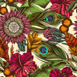 Load image into Gallery viewer, Ambrose Avenue Retro Botanical Peacock Peel and Stick Wallpaper
