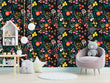 Load image into Gallery viewer, Botanical dark floral garden fabric peel and stick wallpaper
