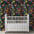 Load image into Gallery viewer, Botanical dark floral garden fabric peel and stick wallpaper
