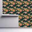 Load image into Gallery viewer, Tropical dark floral pink fabric peel and stick wallpaper

