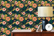 Load image into Gallery viewer, Tropical dark floral pink fabric peel and stick wallpaper
