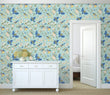 Load image into Gallery viewer, Blue bird Chinoiserie fabric peel and stick wallpaper
