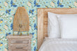 Load image into Gallery viewer, Blue bird Chinoiserie fabric peel and stick wallpaper
