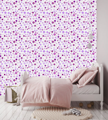 Purple Wallpaper, Geometric Wallpaper, Squares Wallpaper, Peel and Stick Wallpaper, Nursery Wallpaper, Girl Room Wallpaper, Fabric Wallpaper