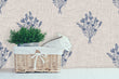 Load image into Gallery viewer, Blue antique floral linen fabric peel and stick wallpaper
