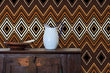 Load image into Gallery viewer, Brown retro geometric fabric peel and stick wallpaper
