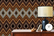 Load image into Gallery viewer, Brown retro geometric fabric peel and stick wallpaper

