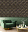 Load image into Gallery viewer, Black and gold geometric Art Deco fabric peel and stick wallpaper
