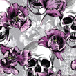 Load image into Gallery viewer, Purple gothic skull floral textured peel and stick wallpaper
