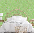 Load image into Gallery viewer, Green Victorian Chinoiserie fabric peel and stick wallpaper
